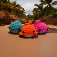 Handmade Crochet Yarn Whale Keychain
