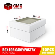 GMG Cake Pastry Box w/Window 7 x 7 x 4 inches Cover and Box Shiny Finish (10sets)