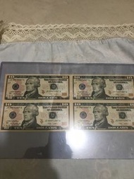 一張美圓四連體鈔