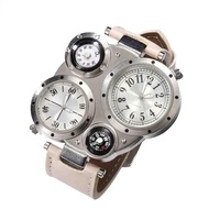 【Ready Stock】 ≤ ) ┛ N23 men chic dual movement quartz sport watch creative 4 dials digital bracelet watches waterproof outdoor thermometer compass clock