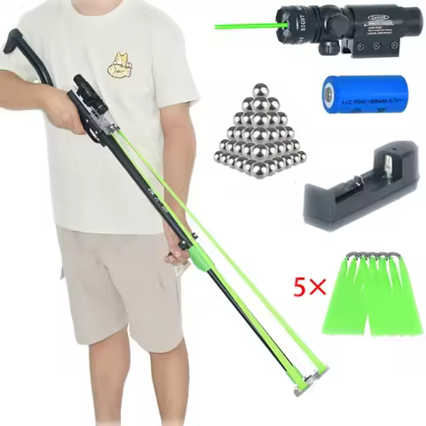 Powerful Metal Slingshot For Adults, Outdoor Hunting Catapult With green laser Heavy Duty Slingshot 