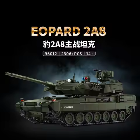 Military WW2 MOC Leopard 2A8 Army Main Battle Tank Soldiers Building Blocks Bricks Set For Children 