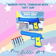 Mainan Anak Pistol soft gun Blaster Pull & Go Kokang Peluru busa Aman / Mainan Pistol Pistolan Aman 