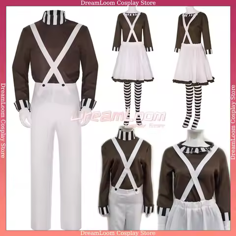 Oompa Cosplay Loompa Movie Chocolate Disguise Wig Fantasy Costume Adult Halloween Carnival Party Out