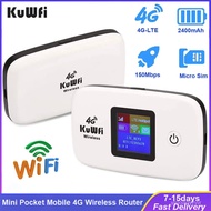 KuWfi 3G/4G LTE Mobile Router 150Mbps Pocket Modem Mini Protable Outdoor Travel Router 2400mAh Baery Support 10 Devices