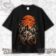 24H SHIP N9THNOVA printed T-shirt Gothic cemetery skeleton bat Gothic architecture retro Gothic