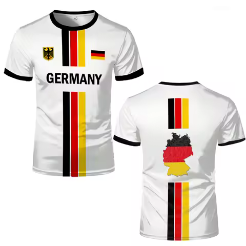 New Design Germany Football Jersey T-shirt For Men German Flag Pattern Short-sleeved Tees Tops Summe