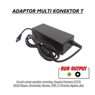 MULTI Connector Adapter T - Power Supply Jack T AC DC 12V/3A 4A - 15V/3A