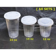 12oz, 16oz, 22oz PP Cup with “Dome Lid” or “Flat Lid ”/ Disposable Plastic Cup [50sets]
