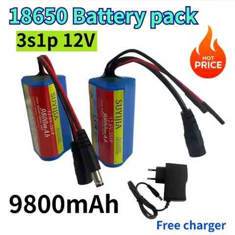 3S1P 18650 Battery 12V 9800mAh for CCTV Camera Backup Power Rechargeable Li-Ion Battery Pack with 12