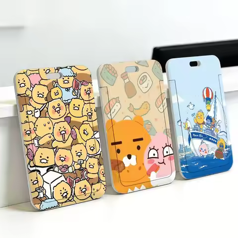 Energetic K-KAKAO F-FRIENDS-S Badge Holder Lanyard Business Card Holder Hanging Boy ID Card Holder D