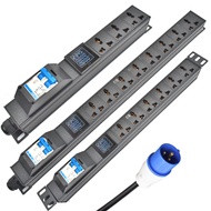 แถบพลังงาน PDU ตู้แร็คเครือข่าย รางปลั๊กไฟ 16A 3500W Universal Socket  Double Break Switch 32A indus