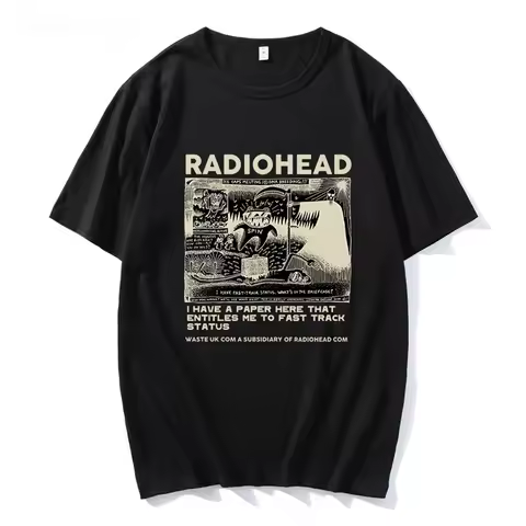 Radiohead Tshirt Retro Classic Tshirt North American Tour Rock Boys and Womens Tshirt Camisetas Homb