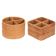 E8[IHN Store] ExclusiveHand-Woven Storage Box Handle Remote Control Basket Mobile Phone Decorative B