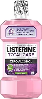 Listerine Total Care Alcohol-Free Anticavity Mouthwash, 6 Benefit Fluoride Mouthwash for Bad Breath and Enamel Strength, Fresh Mint Flavor, 500 mL