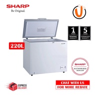 【DELIVER BY OWN LORRY】SHARP 220L Chest Freezer 2-in-1 Dual Function Freezer Fridge With Lock &amp; LED
