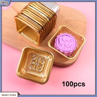 {biling}  100Pcs Packing Box Portable Safe Square Shape Plastic Moon Cake Boxes for Mooncakes