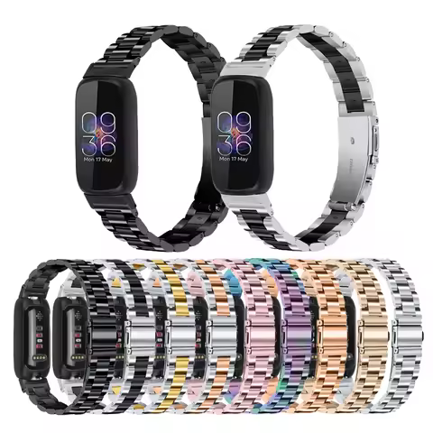 Stainless Steel band For Fitbit inspire 3 Smart bracelet Strap Three-Beads Wristband Wristband Acces