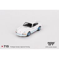 MINI GT 1:64 Porsche 911 Carrera RS 2.7 - Grand Prix White With Blue Livery