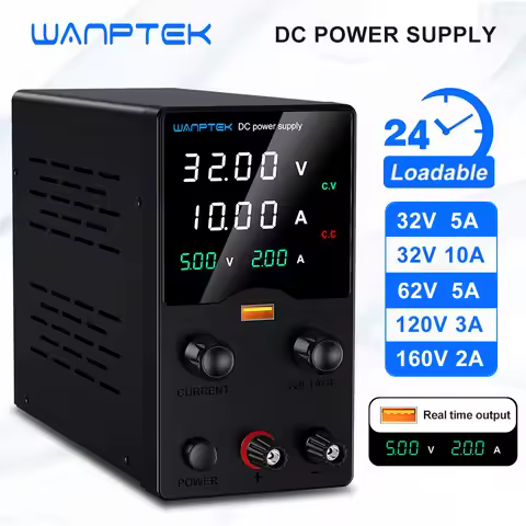 Wanptek DC Lab Power Supply 32V 62V 120V 160V Adjustable Switching Power Supply with 5V 2A USB Charg