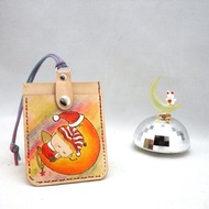 三層皮革卡套證件套月亮天使