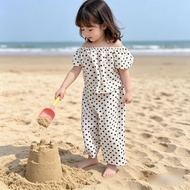 C1465 Super cute black and white polka dot baby girl set 1-10 years old [Keinnier] X07-001