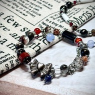 魔女宅急便水晶手鍊 - 醫療鋼/銀曜石蝴蝶結/紅幽靈/茶晶/紅瑪瑙