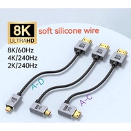 Silicone Soft Elbow Micro Cable Camera Capture Card Monitor Portable Screen Zero Cardon 1m 8K @ 60HZ