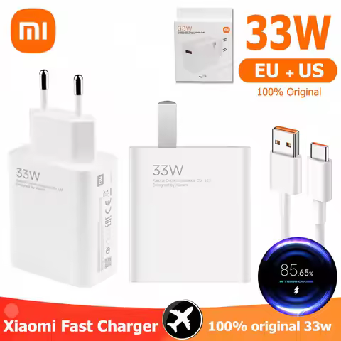33W Charger Xiaomi Original Turbo Charge EU US Cargador Usb Type C Cable Adapter Redmi Note 13 12 Mi