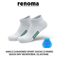 Renoma Ankle  Cushioned Sport Socks, 3 pairs Pack, 80% Quick -Dry Microfiber / 20% Elastane