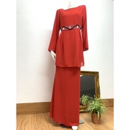 Baju Kurung Moden Merah Manik