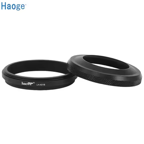 Haoge LH-X51B 2in1 All Metal Ultra-Thin Lens Hood with Adapter Ring Set for Fuji Fujifilm FinePix X1