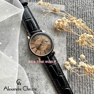 [Original] Alexandre Christie 8344 LDLBRBO Elegance Women's Watch Brown Dial Black Genuine Leather | Official Warranty
