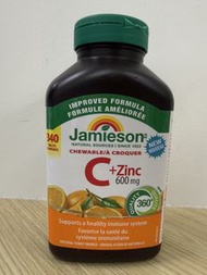 Jamieson 維生素 C + Zinc 鋅 600mg 340 Tablets 粒裝