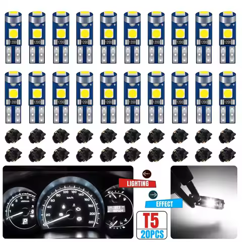 20Pcs 12V Canbus T5 58 74 286 W1.2W 3030 LED 3SMD Wedge LED Light Car Dashboard Instrument Panel Lam