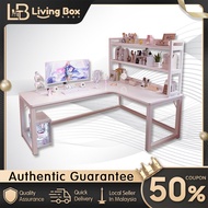 L Shape Gaming Table Corner Desk White Computer Table Meja Komputer Laptop Table Study Table 180CM M