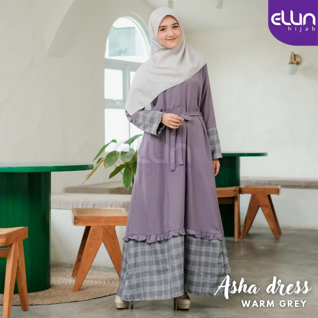 Ellin Hijab Asha Dress Syari Gamis Wanita Busui Friendly