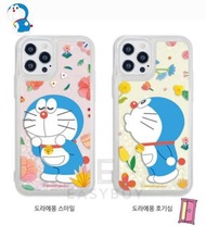 🇰🇷Doraemon Happy Flower Pattern Glitter Case 多啦A夢 叮噹 流沙閃粉 手機保護套（適用於 多款手機 型號 歡迎查詢 ）iPhone13 iPhone12 iPhone11 iPhoneX iPhoneXR iPhoneXS 同時 適用於 三星 Samsung Galaxy S10 Galaxy S20 Galaxy S21  Note 20 Ultra S22 S22+ S22 Ultra 韓國直送