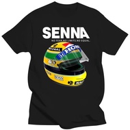 Kemeja-T lelaki Ayrton Senna Helmet Tee Tops Pakaian 1 Kereta Lumba Lelaki Leher Krew Lengan Pendek 