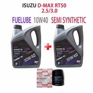 ISUZU D-MAX RT50 2.5 /3.0    OIL FILTER  + 2can FUELUBE 10W40 SEMI  SYNTHETIC  ENGINE OIL DMAX