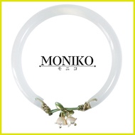 ♙ ◪ ㍿ MONIKO Original Design 18k Gold Hetian Jade White  Lily of the valley Bangle Impact Inspired