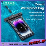USAMS US-YD011 IP68 Waterproof Phone Bag 6.7 Inch Transparent Swimming Case with Lanyard for Mobile 