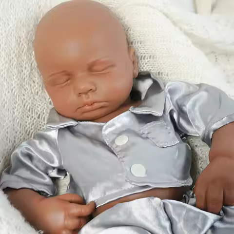 Full Body Silicone Reborn Baby Boy Loulou 18.9Inch 1:1 Lifelike Silicone Bebe Washable Newborn Dolls