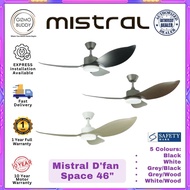 🛠️EXPRESS INSTALLATION AVAILABLE🛠️ Mistral D'Fan Space 46" 3 Blades Ceiling Fan With 3-Tone LED Light And Remote Control
