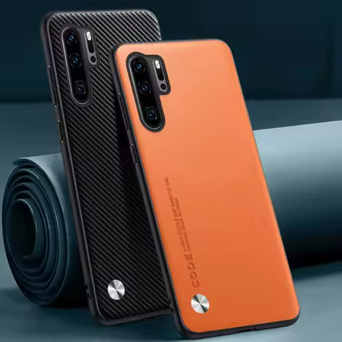Luxury PU Leather Case For Huawei P30 Pro Back Cover Matte Silicone Full Protection Phone Case For H