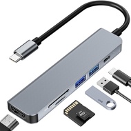 61 Type-C USB,4K HDMI、SD/TF Hab USB 6 dalam 1 Type-C dengan HDMI 4K, pembaca kad SD/TF