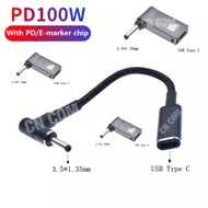 100W USB Type C PD Fast ชาร์จสายเคเบิล USB C หญิง3.5*1.35มมอะแดปเตอร์แปลงสำหรับจัมเปอร์ Ezbook แล็ปท็อป PC