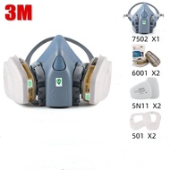 3M หน้ากากกันสารเคมี รุ่น 6200 7502ขนาดกลาง พร้อมตลับกรอง 6001 ฟิลเตอร์ 5N11 ฝาครอบ 501ของแท้ 100%