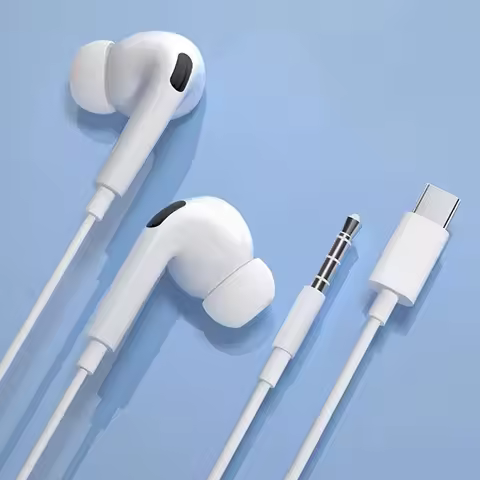 Type-C In-Ear Earphones - Noise Cancelling, Stereo, Volume Control, Compatible With 15/16 Plus/16 Pr
