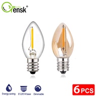 6PCS Energy Saving E12 E14 Led Bulb C7 0.5W LED Candle Chandelier Bulb Warmwhite Filament Bulb Vinta